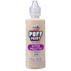 NWT Tulip Puff Fabric Paint, Permanent Craft Paint, 4 fl oz, Glitter Gold